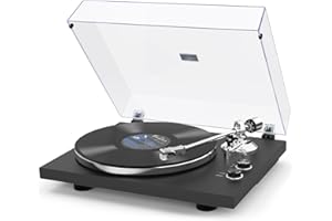 SeeYing Plattenspieler mit Riemenantrieb Bluetooth Vinyl-Schallplattenspieler 33 oder 45 U/min mit Phono Vorverstärker Magnetkartusche und Gegengewicht Drahtlose Ausgangskonnektivität