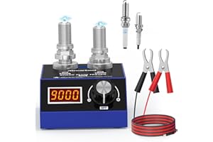 MOTOCOCHE Spark Plug Tester 2 Holes, Automotive Engine Ignition Coil Tester 500 to 9000RPM with 12MM Diameter Spark Plug Hole Adjustable Working Frequency Car Spark Plug Gap Tool for 12V Gasoline Vehicles