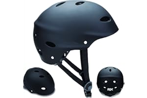 WeLLIFE Casco Regolabile per Bambini e Ragazzi - Protezione Elmetto Nero RGX adatto per Skateboard, Bici, Pattini Sicurezza Ideale Multi-Sport Leggero e Sicuro