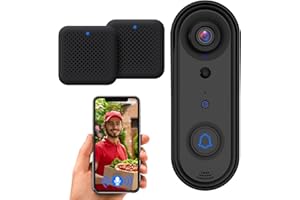 TAISHIXING 1080p Wireless Video Doorbell with Indoor Ring Chime, AI Human Detection, 2-Way Audio, Night Vision, Real-Time Alerts, Smart Home Protection, Surveillance Indoor/Outdoor, SD Card/Free Cloud Storage