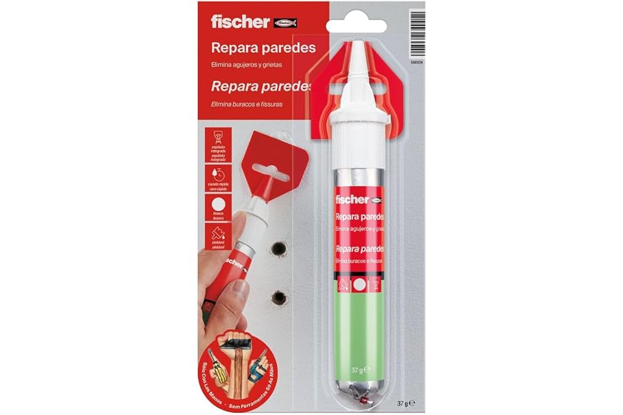 fischer - Masilla Adhesiva Repara Paredes, Compatible con Placas de Yeso PLADUR®, Cemento, Hormigón o Mamposteria | Para Tapa