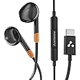 Ambrane Wired Type C in Ear Earphones with in-line Mic for Clear Calling, 1.2M Cable, 14mm Dynamic Drivers for BoostedBass, Multi-Functional Controller for Type C Enabled Mobiles (Stringz 02, Black)
