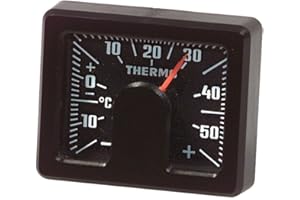 hr-imotion 10010201 Thermometer for Car Home Camping UVM [Suitable for Indoor And Outdoor Use Self-Adhesive, Made in Germany - 30°C - + 50°C], Analogue - Square