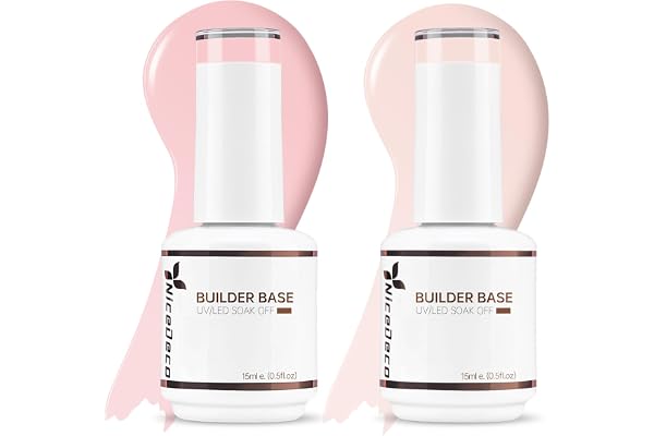 Nicedeco 2pcs 15ml Gel Construction Ongle UV 8 en 1, Gel Builder Base de Renforcement, Réparation et Extensions, Vernis à Ongles Forts, Base Coat, Le Nail Art Décoration Rose Nu
