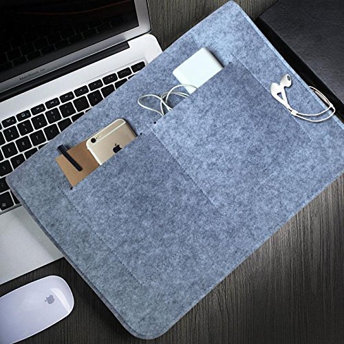 Laptoptasche Sleeve Schutzh  lle Tasche Filz 11-15 Zoll f  r iPad Air Macbook Notebook Laptops grau Bugat