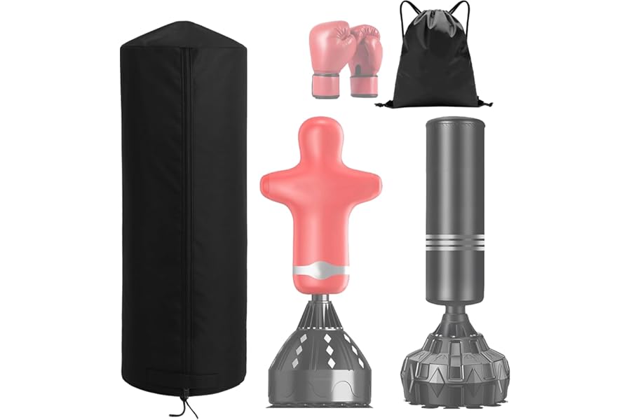 Freestanding Punching Bag Cover, 420D Waterproof Standing Punching Bag Protective Cover with Backpack Storage Bag for Freestanding Training Dummy Bag - 178 x 71 cm