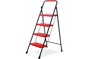 BOWEITI Échelle étagée, escabeau Pliable léger avec Large pédale antidérapante, échelle en Acier Portable et Stable avec Mains courantes, échelle Pliante pour la Maison