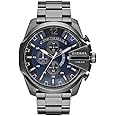 DIESEL Mega Chief Watch for Men, Chronograph Movement with Stainless Steel Strap