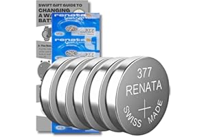 GENERIC SR626SW Watch Batteries 377-5 x Renata 377 Swiss Made Equivalent to SR626SW Replacement Cell Button Watch Battery Replacement Kit for Watches with Swift Gift UK Fitting Guide