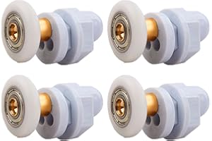 Qikuver Rotelle per la Porta Della Doccia, 4 Pezzi Bastone di Rame Rotelline per Rulli Box Doccia Ricambi, Rullo per Porta in Vetro per Doccia, per Porte Scorrevoli Doccia Cuscinetti Rullo (23MM)