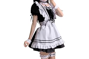 Aurueda Anime French Maid Dress śliczna sukienka pokojówka Cosplay sukienka na Halloween kostium pokojówka zestaw