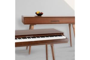 Classic Cantabile DP-730 WN Digitalpiano Walnuss - Tisch mit eingebautem Piano - Zeitloses Design - 88 Tasten Klavier mit Hammermechanik - Inklusive Notenhalter und Pedaleinheit - Walnuss dunkel