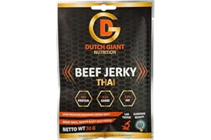 ‎DUTCH GIANT Dutch Giant Beef Jerky Thai | 10 x 50 gram | Jerky Trockenfleish für menschen | Low-Carb, Hochprotein Snack | Knabberartikel | Gym Jerky 500g | Olivier Richters | Musclemeat | 100% Rindfleisch