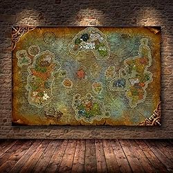 Toile Peinture à l'huile Unframed L'affiche Décoration Peinture de World of Warcraft Carte Sur HD Canvas Wall photos for Living Room toile Peintures (Size (Inch) : 60X40CM)