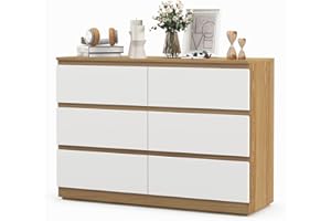 ‎GRAVFORCE GRAVFORCE Kommode mit 6 Schubladen Sideboard mit Großer Kapazität, Holz Schubladenschrank für Schlafzimmer Wohnzimmer Flur Büro Organizer, 110x38x77