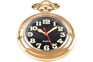 Tiong Orologio da tasca al quarzo antico steampunk con ciondolo collana regalo da uomo, orologio da tasca da uomo al quarzo cinturino regalo