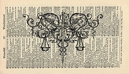 SWORD, WINGS AND SCALES ART PRINT - Art Print - JUSTICE ARTWORK - GIFT - ART PRINT - DICTIONARY PAGE - VINTAGE Art - Illustration - Vintage Dictionary Art Print - Wall Hanging - Home Décor - Housewares - Book Print - 48B