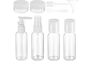 AUXSOUL 9 Stücke Reise Flaschen Set, 50ML Auslaufsichere Reise Container, Leak Proof Reiseflaschen, Nachfüllbare Leere Reiseflaschen für Kosmetik Flugzeug (Transparent)