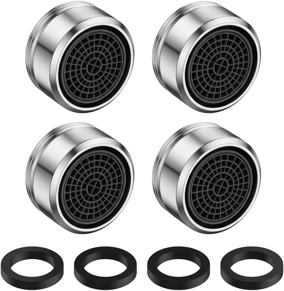 4 Piezas Aireador Grifo M24 con 4 Juntas, Aireador de Grifo con Filtro de Latón Cromado, M24 Boquilla Grifo para Cocina Lavabo Fregadero, Aireadores Ahorro de Agua