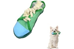 Andiker Giocattolo da masticare per cani, durevole a forma di scarpa con squeaker, per ridurre la noia e consumare energia aggiuntiva, giocattolo da masticare interattivo (verde)