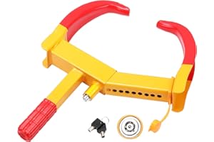 Sabot de Roue Griffe de Pneu Sabot Antivol Véhicule,Bloque Roue,Griffe de Pneu,Antivol de Voiture Bloque,Roue Sécurité Antidémarrage,Universelle,Réglable,Remorque Caravane, Protection Pvc, avec 2 clés