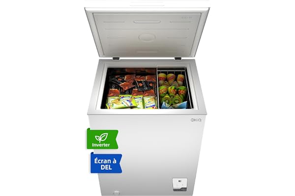 Congélateur coffre CHiQ 142L, 63,5 x 55,6 x 83,5cm, Congélateur Inverter, Affichage de la température extérieure, Mode de congélation rapide -32℃, Grille métallique,Faible bruit