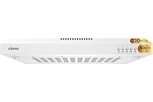 CIARRA 60cm Visor Cooker Hood Undercabinet Hoods with 3 Speed 220m³/h Quiet Extractor Fan with LED Top Vented Range Hood,White，CAW6903A