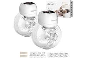 KISSBOBO Sacaleches Electricos 202G, Sacaleches Manos Libres doble 4 Modos 12 Niveles con pantalla LED, Leche a Prueba de Fugas, Ultra Silenciosa, Saca Leche Materna con bridas de 21mm/24mm(Blanco 2 piezas)