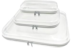 Exquilnova 3 Stück Hart Aufbewahrungstasche für Spielzeug, Transparente wasserdichte Spielzeug Aufbewahrung, Toilettentaschen mit Reißverschluss für Badespielzeug, Bausteine, Puzzle (3-teiliger Satz)