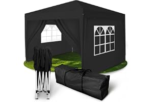 Kronenburg Vikbar paviljong vattentät takmått 2 x 2 m UV-skydd 50+ paviljong i svart med 4 sidodelar