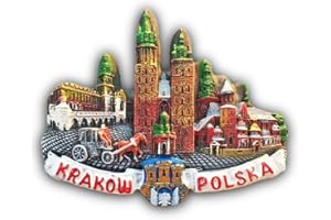 WEDARE MAGNET SOUVENIR Krakow Aimant de réfrigérateur 3D représentant la Pologne - Souvenirs touristiques - Décoration de maison et de cuisine - Aimant de réfrigérateur en provenance de Chine