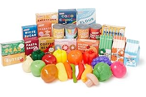 Casdon Grocery Set. Family Favourites Toy Grocery Set for Children Aged 2+. Features Fruits, Vegetables, Cans and More