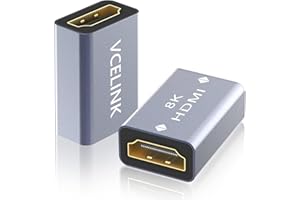 VCELINK HDMI Kupplung 8K, HDMI Buchse auf Buchse, Unterstützt 8K@60Hz/ 4K@120Hz UHD,7680 * 4320 Auflösung, 3D, HDR, eARC für Laptop, PCs, Monitor, Roku TV, 2 Stück