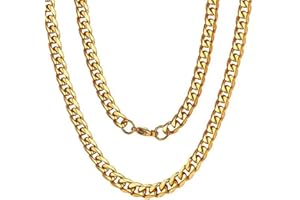 DVRK Cadena Oro Hombre 5mm de Acero Inoxidable Bañado en Oro 18k – Cadena Hombre Oro Figaro - Cadena de Oro Hombre con Eslabones - Resistente al Agua