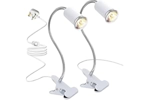 QEIDUISE Reptile Aquarium Heat Lamp, 2 Pack Turtle Lights Clip, Heat Spotlight Reptile Light, Basking Lamp Adjustable Holder, Tortoise Heat Lamp, Pet Heating Light Lamp for Reptile Turtle Lizard Snake, No Bulb