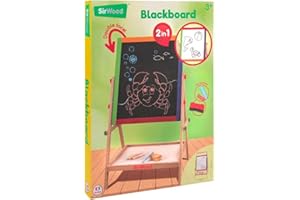 Globo Giocattoli - Lavagna in Legno Double Face, con altezza regolabile, gessetti e cancellino inclusi - Sirwood 40557