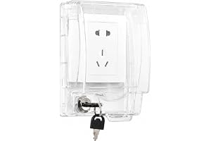Lockable Plug Socket Covers with Keys Child Safety Plug Socket Covers for Babies and Pets - Waterproof White Plastic Wall Socket Guard for Bathroom Kitchen Home (Clear)