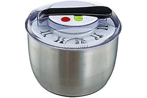 yuanbogg Essoreuse à Salade en Acier Inoxydable de Grande capacité, Facile à essorer, pour Laver et sécher Les légumes，avec Une Fonction d'arrêt du Bouton