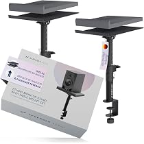 Support Enceinte Bureau Sprenger - Inclinable ±20°, Charge 28kg Avec Absorbeur Mousse (Noir)