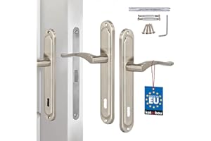 Kotarbau Maniglia per porte interne BB, Türklinke da 90 mm, guarnitura per porta a piastra lunga in satin, serratura per camera da letto, guarnitura per maniglia Classica