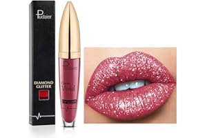 HIKAKA Rossetto a lunga durata 18 colori diamante lucido,lucidalabbra perlato 3D stelle brillanti,liquido dalla consistenza metallica,lucido a lunga durata,impermeabile a lunga durata non appiccicoso (15)