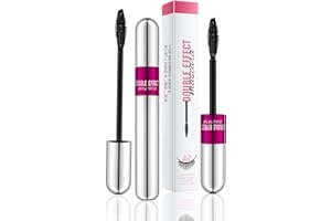 HOUSN 2 In 1 Waterproof Mascara Black, 4d Silk Fiber Lash Mascara Waterproof, Volume- and Length-Enhancing Effect, Volume Glam Lashes Gentle, Waterproof & Smudge-Proof Roller Lash Curling(red)
