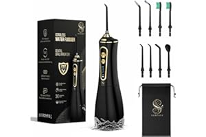 SUNTASY Cordless Water Flosser for Teeth, Rechargeable Oral Irrigator Jet with 5 Modes, 300ml Tank, 360° Nozzle, Plaque and Tartar Remover, Dental Flosser for Home & Travel