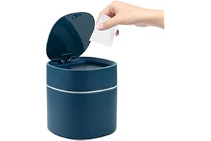 MAJOYLIFE Tischmülleimer mit Deckel,2 Liter,Mini Mülleimer für Schreibtisch,Frisiertisch,Nachttisch Usw ABS+Polypropylen(13x13x14cm,Grün)