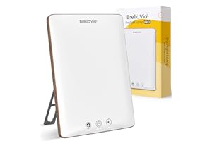 BrellaVio Tageslichtlampe PRO 12.000 Lux - Mit Tasche - UV-freie LED Tageslicht Simulation Lampe - Tageslichtleuchte für Zuhause/Büro/Schreibtisch (Holzfarbe)