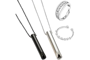 DALAETUS 4 Stück Atmung Halskette Set Mindful Stressabbau Halskette mit 2 Farben und 2 Ringen, Atem Halskette, Achtsame Halskette für Atemübungen,Liebhaber