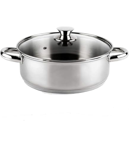 Crealys 502386 Stainless Steel Stewpot with Glass Lid 8 L Capacity 28cm Diameter Crealys 502386 Stainless Steel Stewpot with Glass Lid 8 L Capacity 28cm Diameter