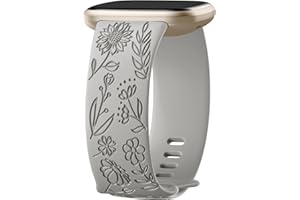 Oielai Correa Grabada Girasol Compatible con Correa Fitbit Versa 3/Fitbit Versa 4/Fitbit Sense/Fitbit Sense 2 Mujeres, Correas Deportiva de Silicona para Versa 3/Versa 4/Sense 2/Sense