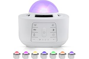 Lyknya Maquina de Ruido blanco bebe, Maquina Ruido Blanco Bebe con 18 sonidos relajantes, incluyendo ruido blanco y naturales, Temporizador, 12 Luces Nocturnas, Máquina portatil con Bluetooth y USB