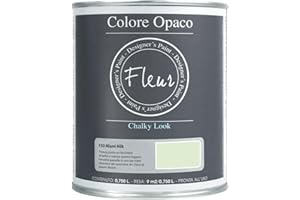FLEUR DESIGNER'S PAINT | Pittura Chalk Paint Opaca, 750 ml, Senza Carteggiare, Multisuperficie, Colore F50 Miami Milk, Effetto Gesso, Per Pareti e Mobili, Extra Opaco, Ad Acqua, Made in Italy